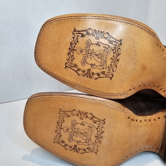 Tanner Mark Men's Leather Western Boots Size 10 Square Toe Embroidered - Picture 4 of 16